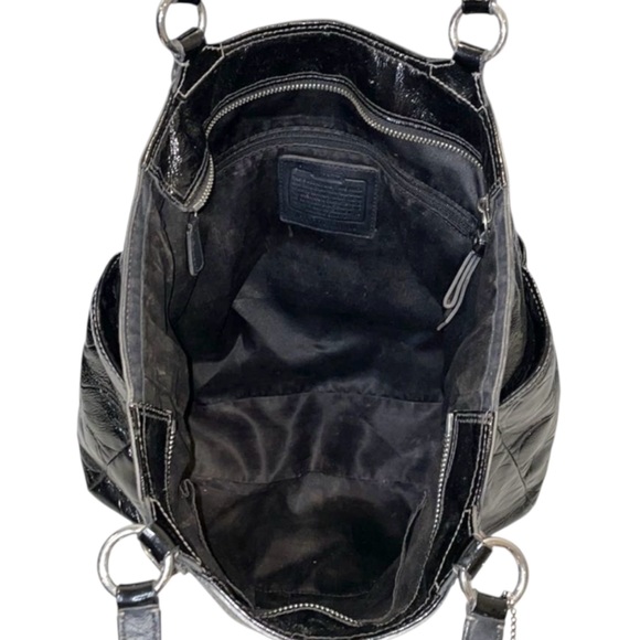 Coach Gallery Black Signature Embossed Patent Leather North/South Tote F19818 - Picture 12 of 16